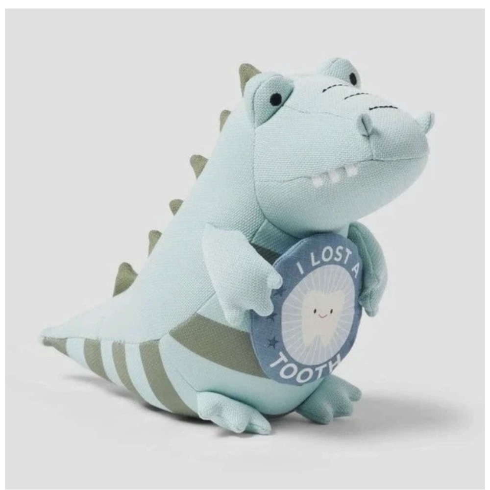 Pillowfort Mint Green Dinosaur Milestone Alligator‎ Plush Toy "I Lost A Tooth"